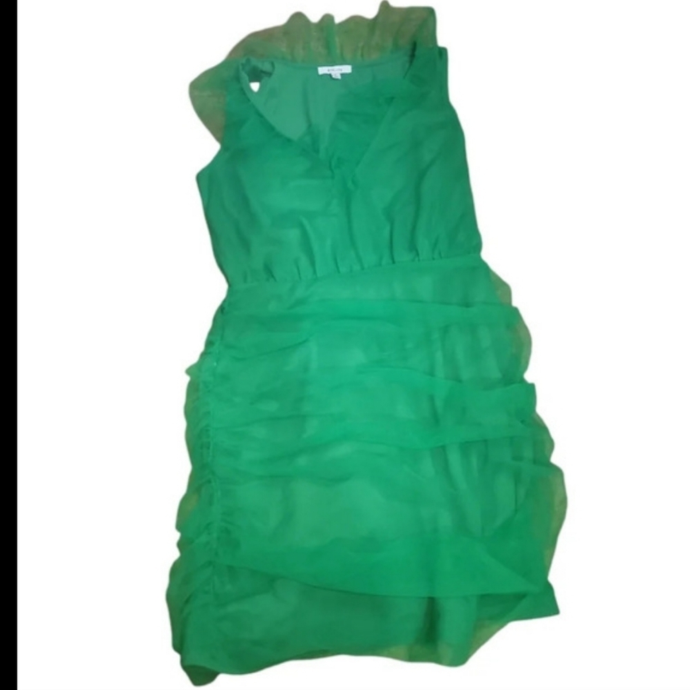 Anthropologie btfl life kelly Green sleeveless Ruffle Mini Dress S occassion - Picture 2 of 10